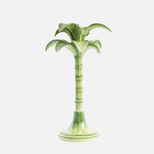 Green Palm Hand-Painted Ceramic Candelabra – 35 cm