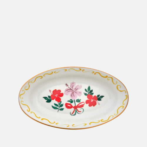 Oval Tray Flower Bow ( Oval tray 17x10 cm)