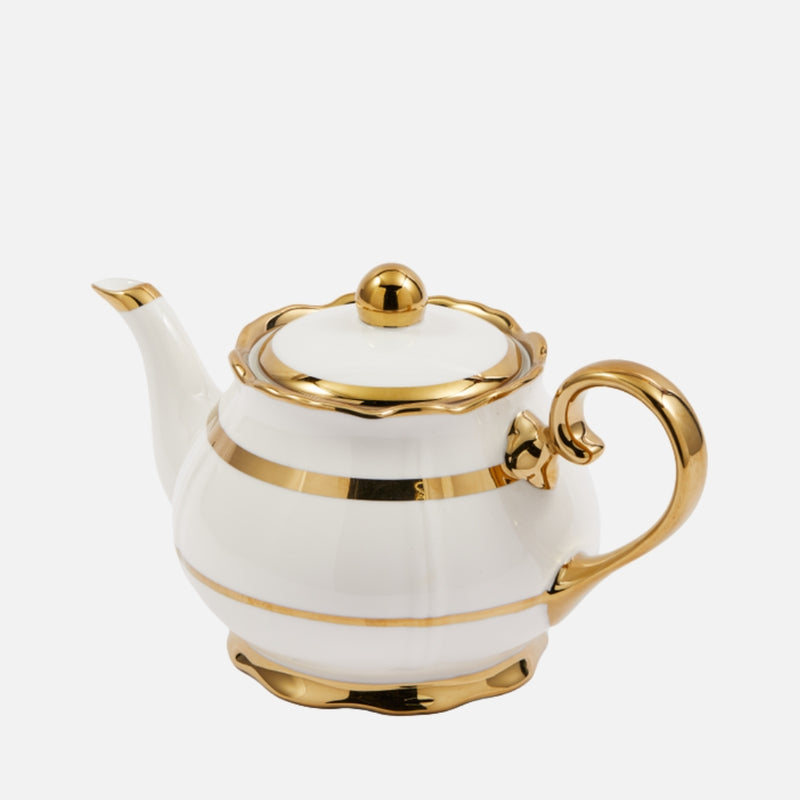 Golden Finds Tea Pot White