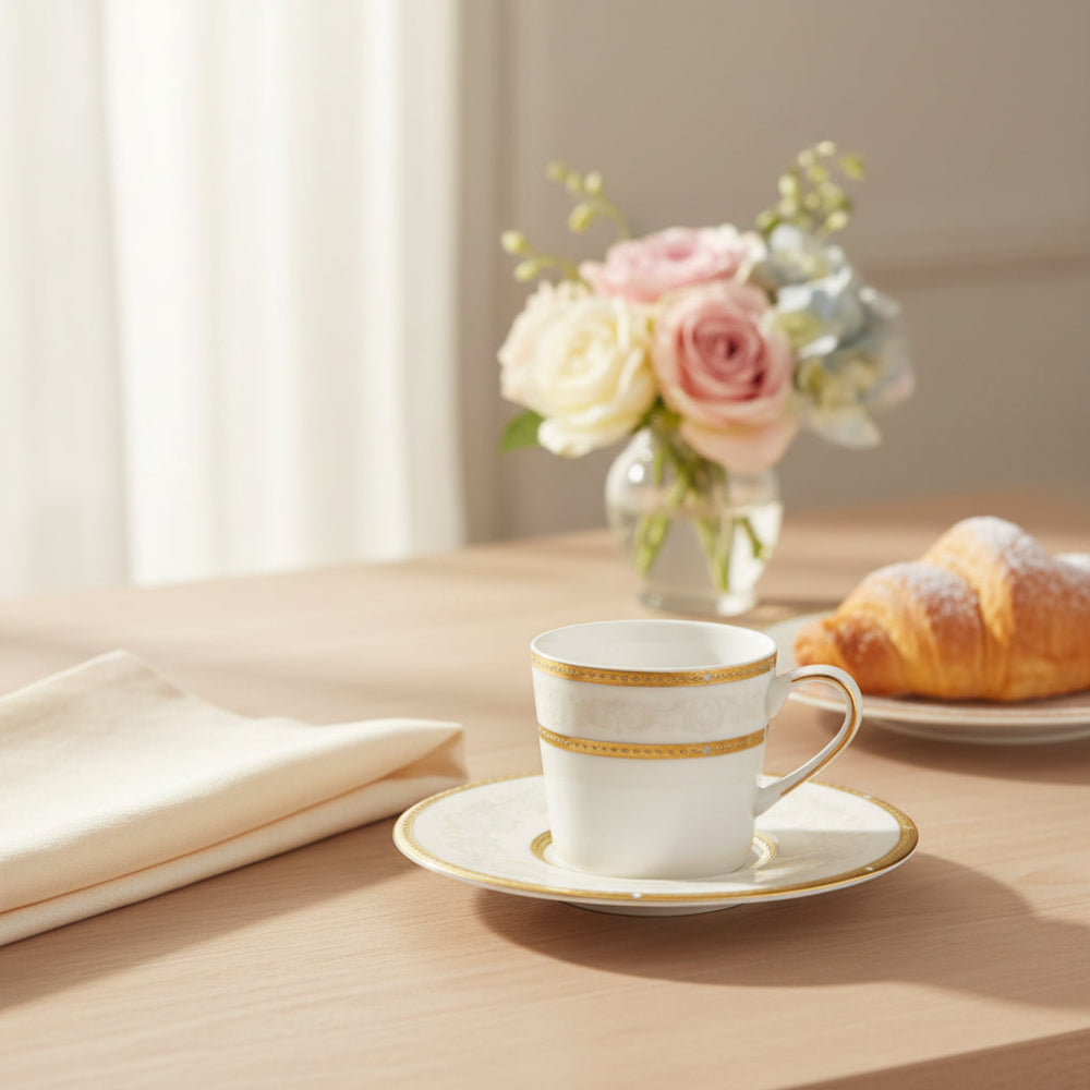 Opera White Espresso Cup & Saucer 9Cl G.B.