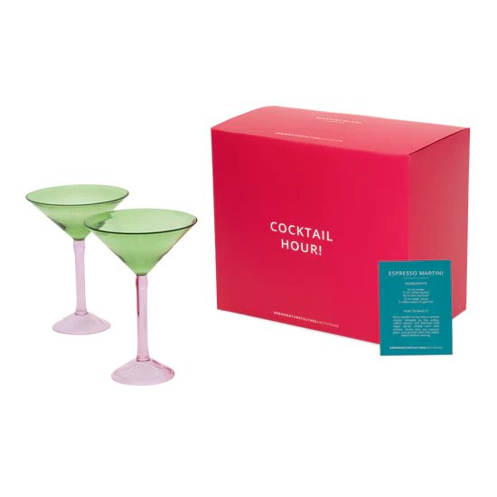 Martini Cocktail Glass Set of 2 – Multi Color Gift Pack