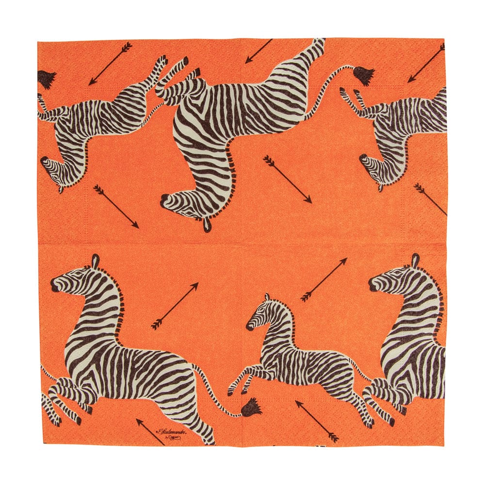 Zebras Orange Cocktail Napkins