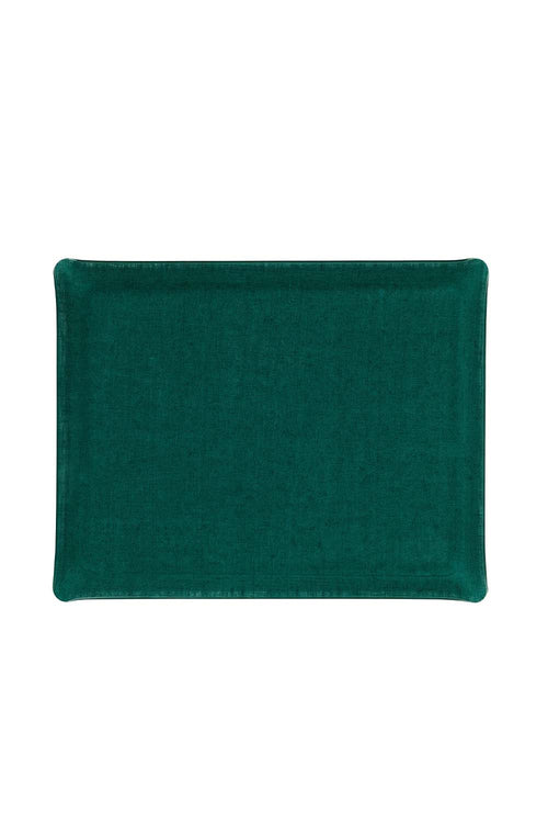 Linen Acrylic Tray, 46x36cm, Emerald