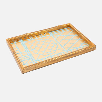 Bamboo Screen Robin's Egg Bamboo Edge Lacquer Vanity Tray