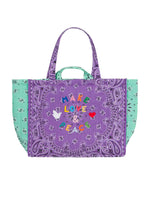 Call It Maxi Cabas Matelassé - Make Love & Peace Lilas / Mint Tote Bag