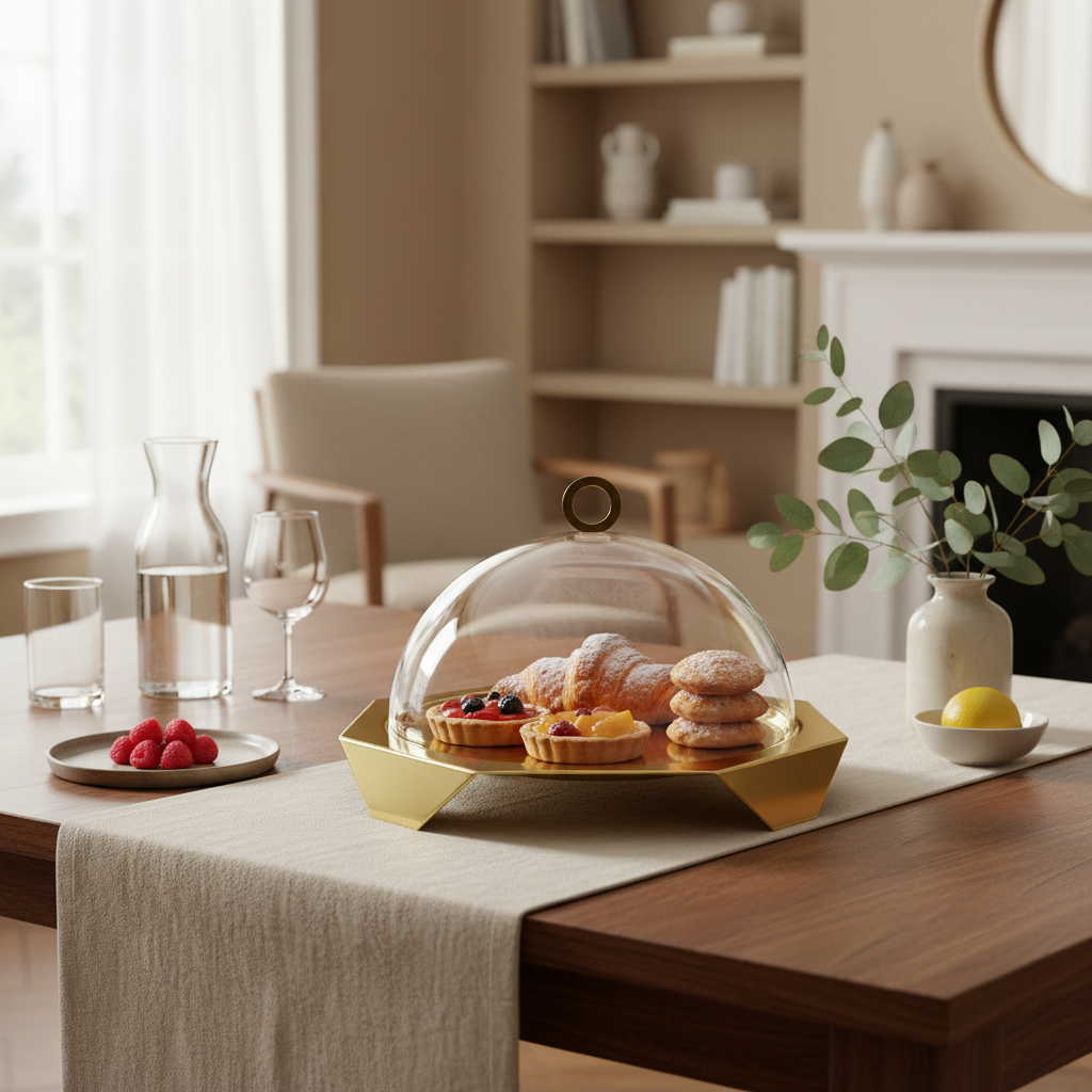 Hexagon pastry & cheese stand gold