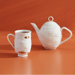 Gilded Gala Mug - Porcelain Coffee Cup with Gold Accents