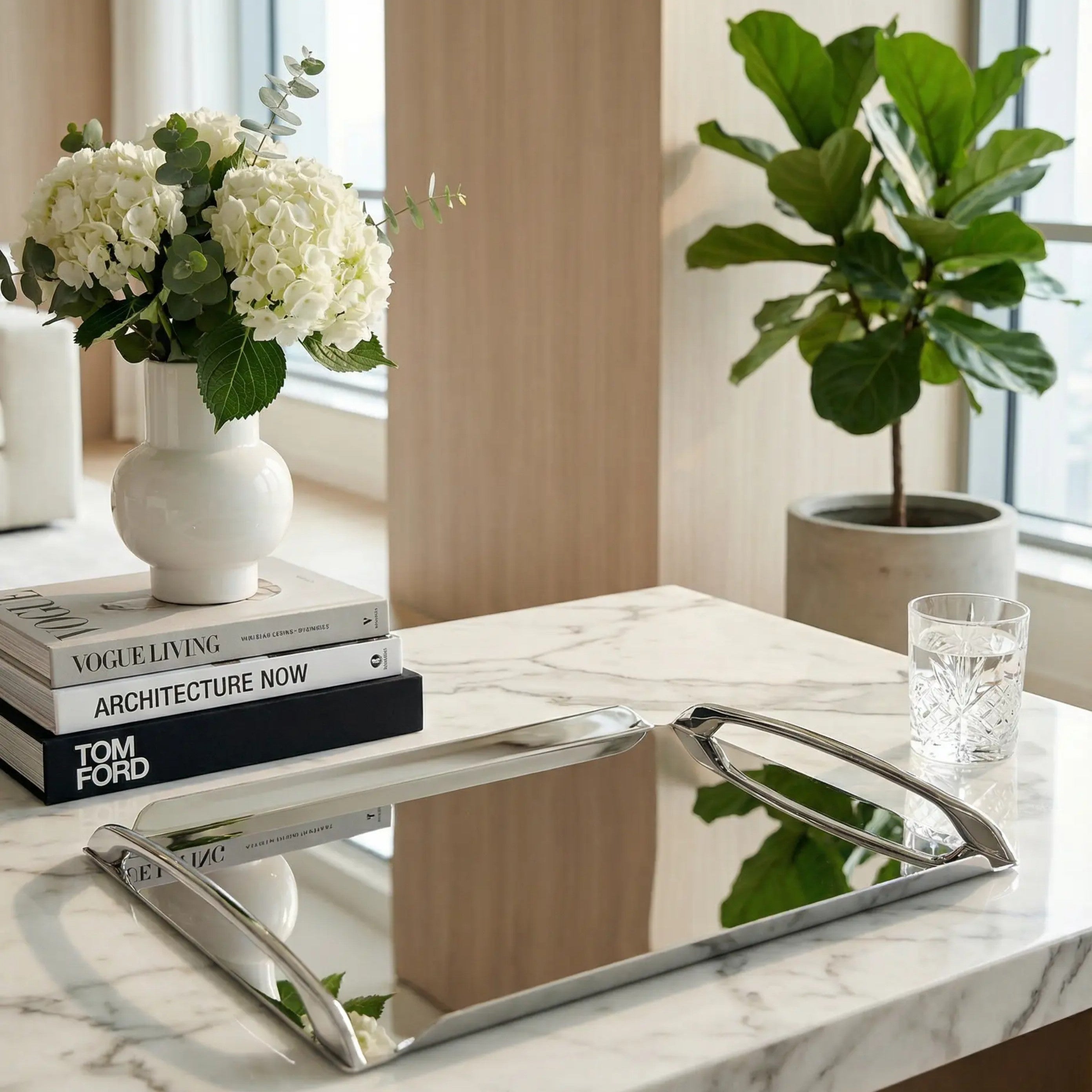 Luna  serving tray Silver 32Cm