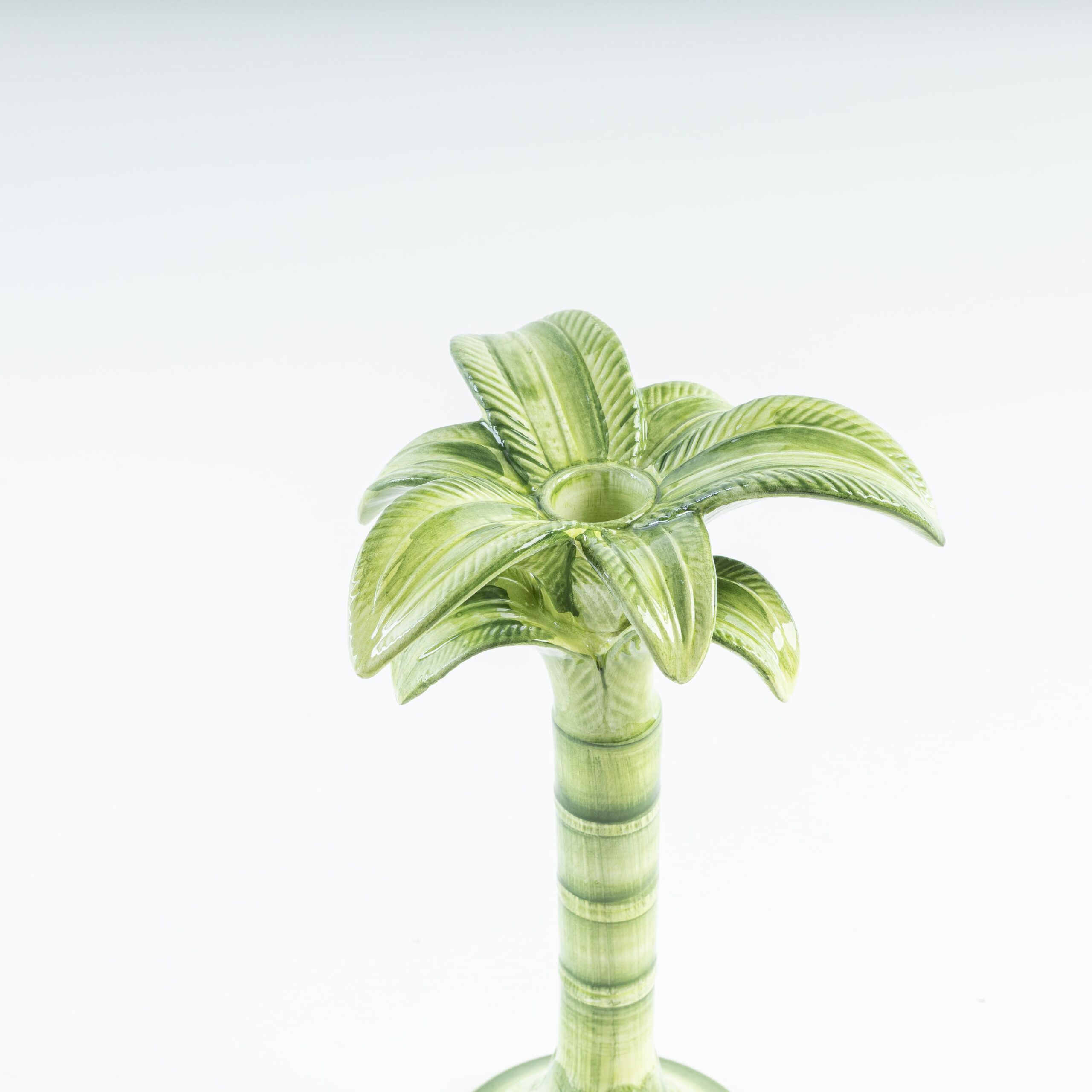 Green Palm Ceramic Candelabra – 20 cm