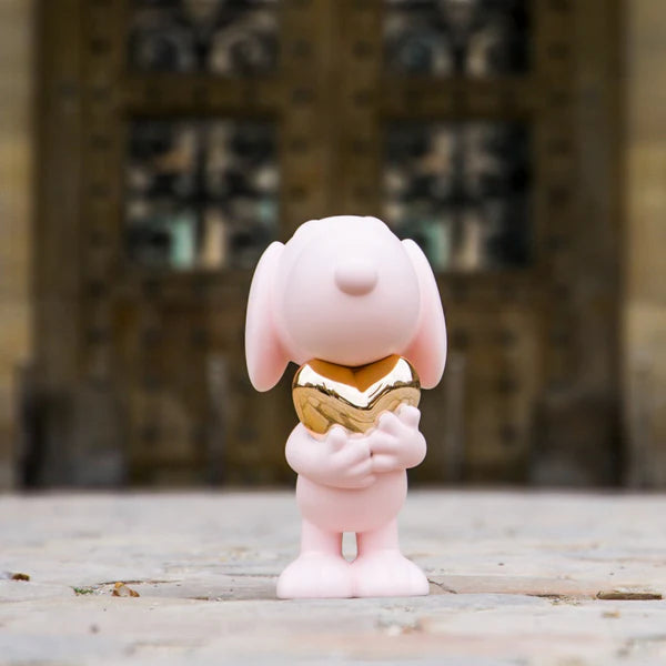 Snoopy Heart Small Figurine - Pink/Gold