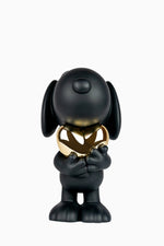 Snoopy Heart Small Figurine - Black/Gold