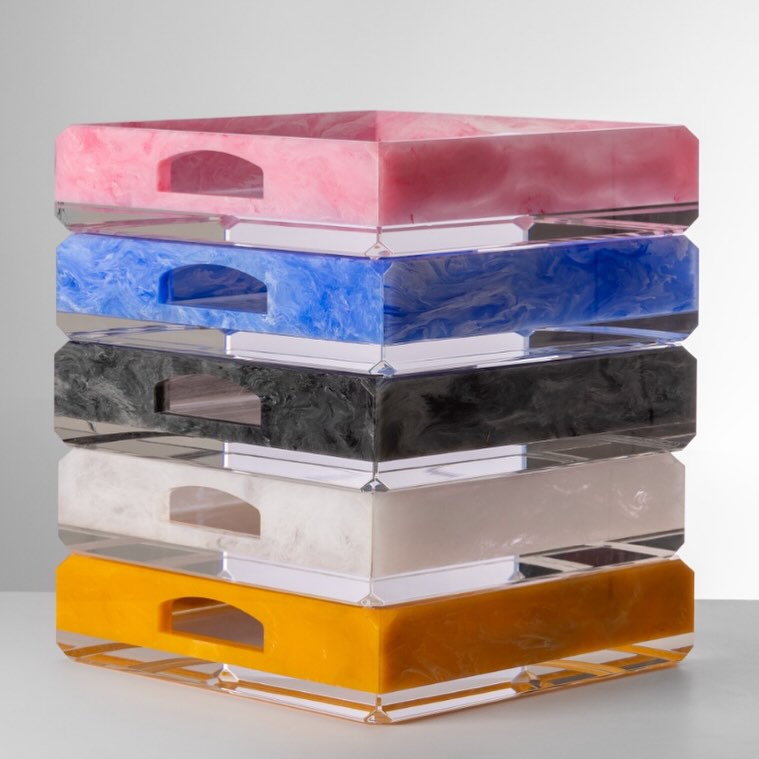 Donovan White Acrylic Tray, 40x30cm