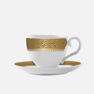 Dimlaj Cordoba Set of 6 Pcs Turkish Coffee Cups and Saucers (Gold)
