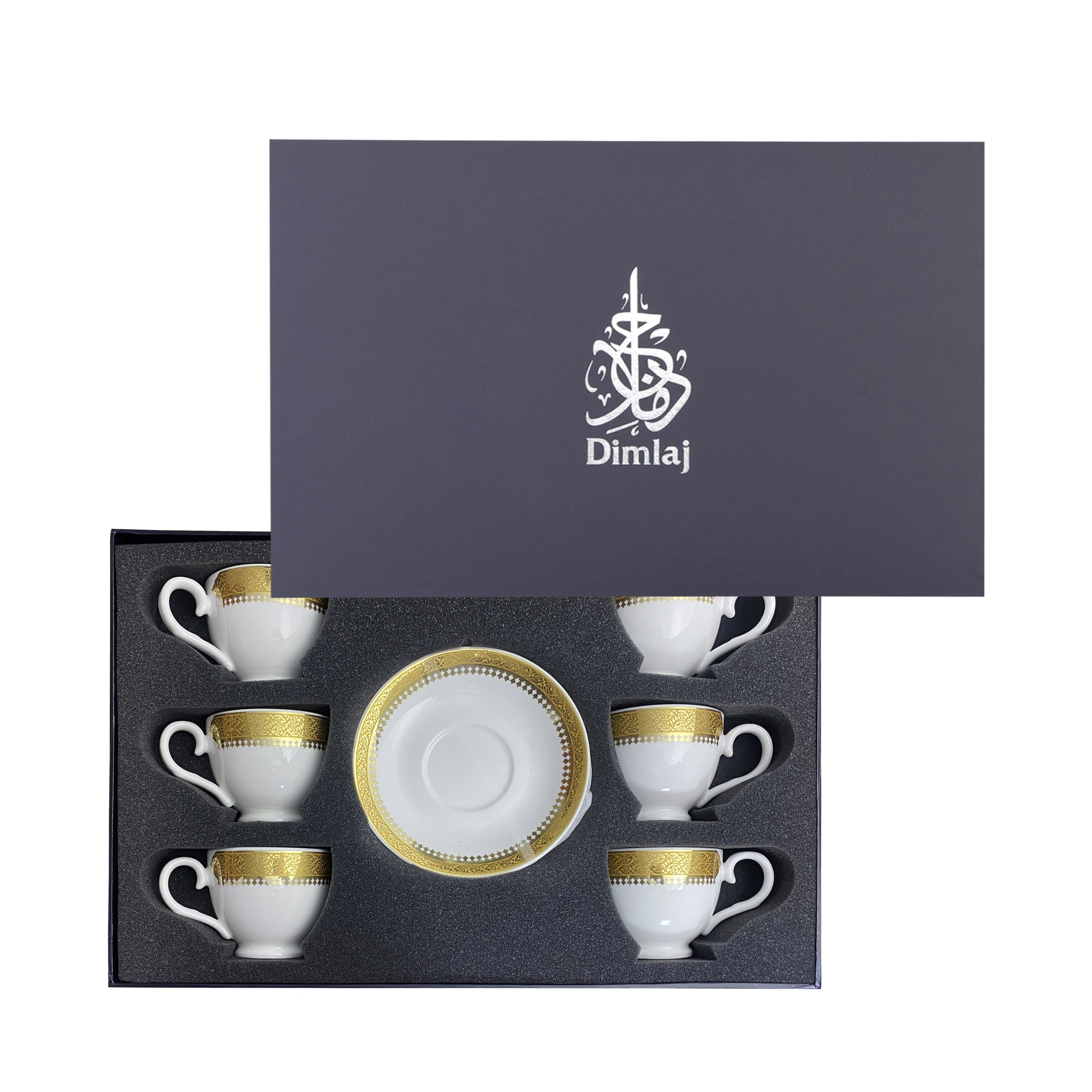 Dimlaj Cordoba Set of 6 Pcs Turkish Coffee Cups and Saucers (Gold) - Premium Coffee Sets from Cordoba By Dimlaj - Just $265! 