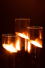 Moa Glass Hurricane Lantern – Transparent & Gold (Large)