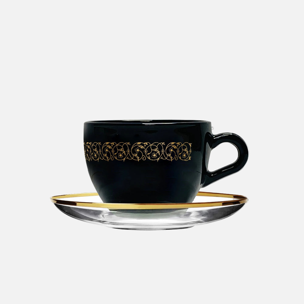 Dimlaj Touch Solo Set of 12 Pcs Coffee Cups and Saucers Gold and Black