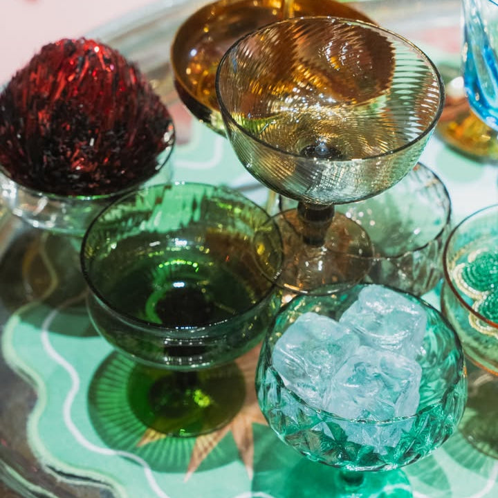 Set of 6 Champagne Bowls – Textured Blown Glass, 11 cm