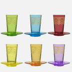 Dimlaj Touch Casablanca Set of 6 Pcs Moroccan Tea Cups and Saucers Mixed Color - Premium Tea Cups from Dimlaj Touch - Just $135! 