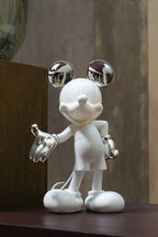 Mickey Welcome Bicolore Small Figurine - White/Gold