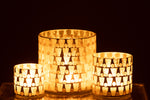 Cylinder Mosaic Glass Candle Holder – Off-White & Gold