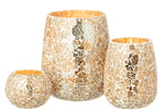 Tall Crackled Glass Candle Holder – Gold Decorative Lantern