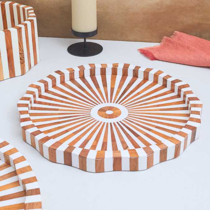 Lyra Inlay Tray – Handcrafted Decorative Serving Tray