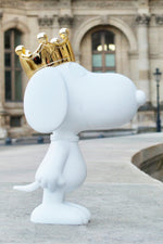 Snoopy Crown Bicolor Small Figurine - White/Gold