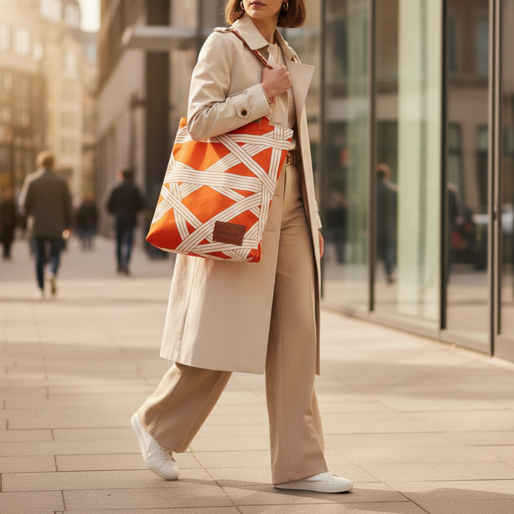 Nastri Home Bag 35x39 cm in cotton with ribbon pattern