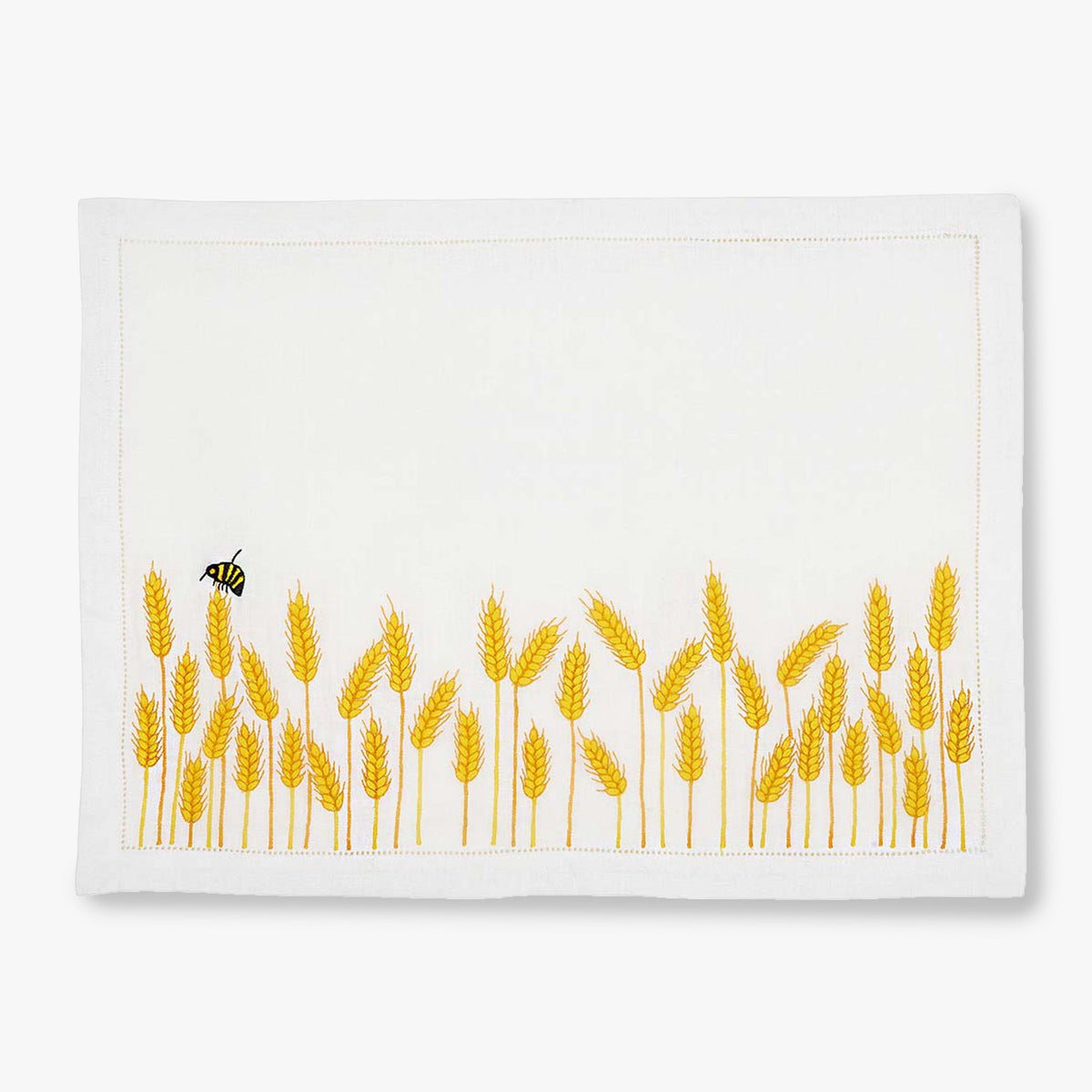 Waww La Table Lucky Blé white linen placemats by Aurélie Bidermann, set of four, front view