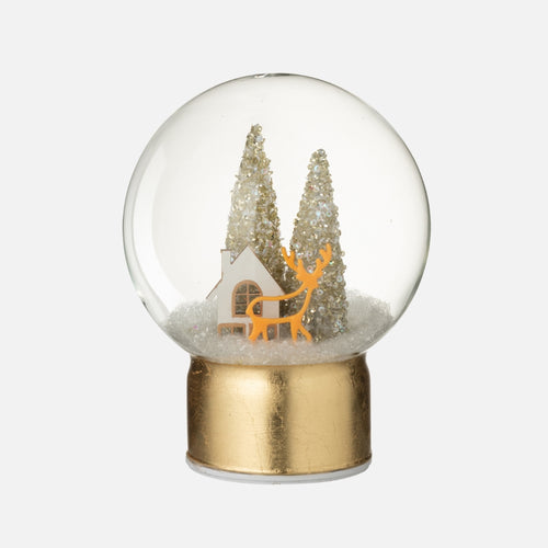 LED Glass Reindeer Ornament – Gold/White Large