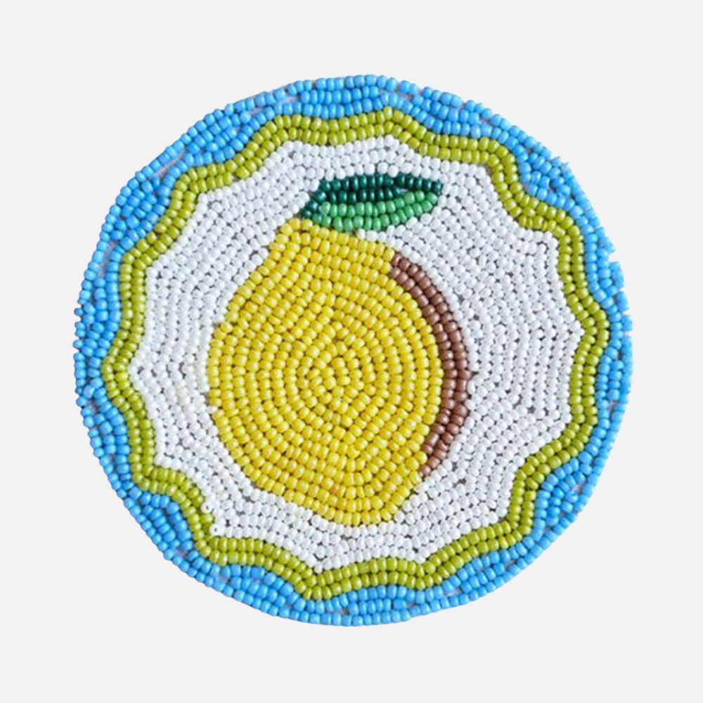 Beaded Coasters - Lemon - Set of 4