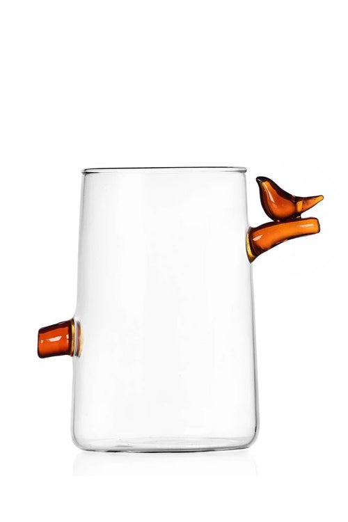 Birds Long Glass, Orange Bird, 500ml