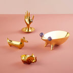 وعاء ضفدع نحاسي بعيون من الجمشت - ديكور منزلي مصنوع يدويًا