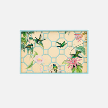 Hummingbird Trellis Lacquer Vanity Tray in Gold