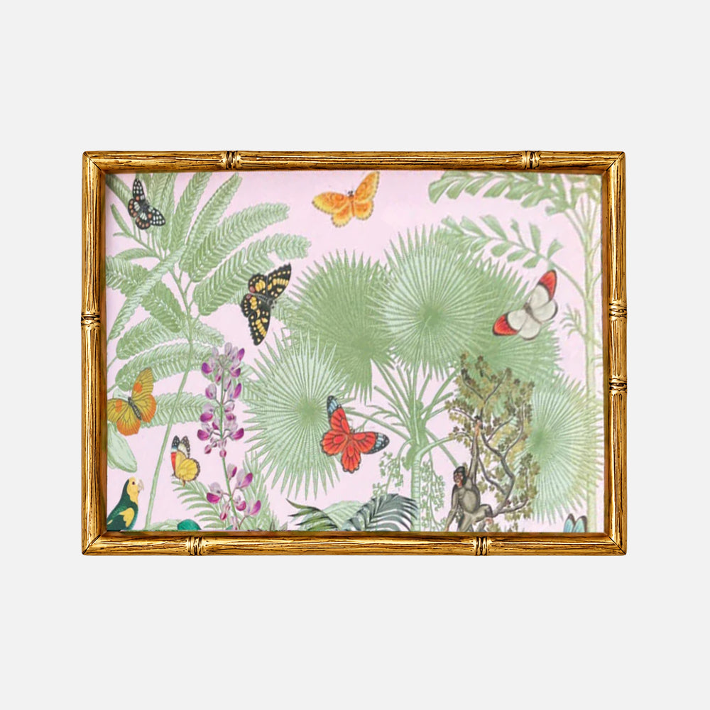 Paradise Garden Bamboo Edge Lacquer Vanity Tray