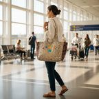 Call It Tds - Maxi Cabas Matelassé - Travel/ Mapmonde Beige / Marron Tote Bag