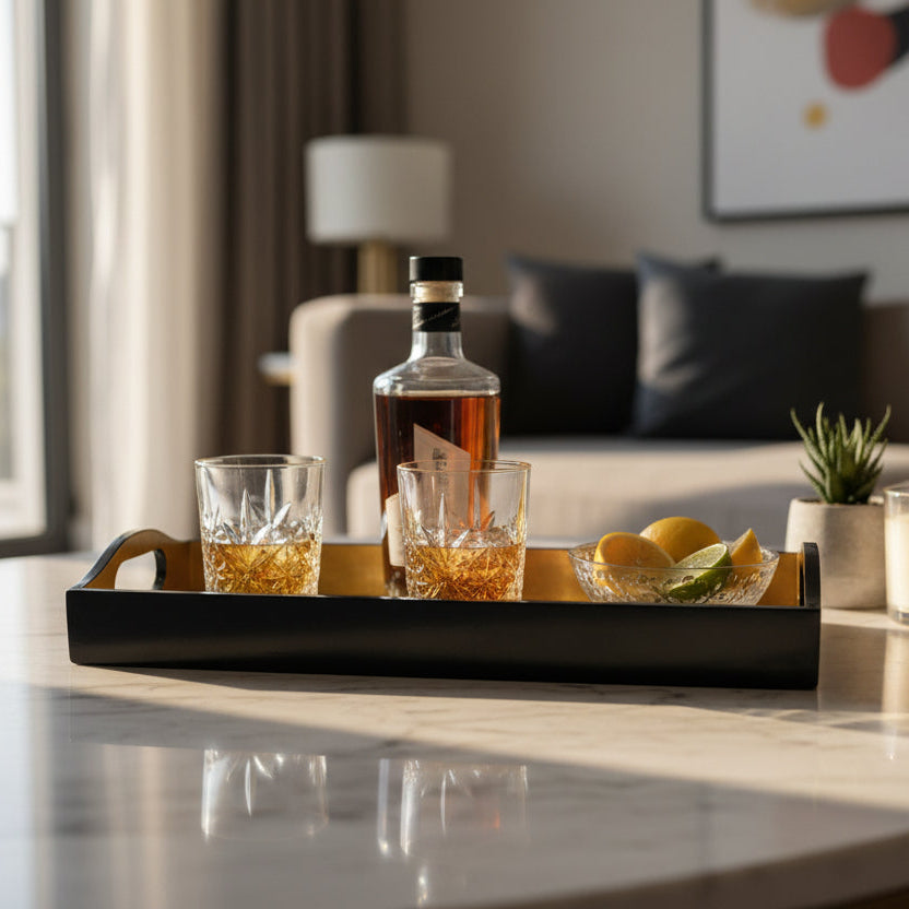 Caspari Bar tray-Gold Zebras