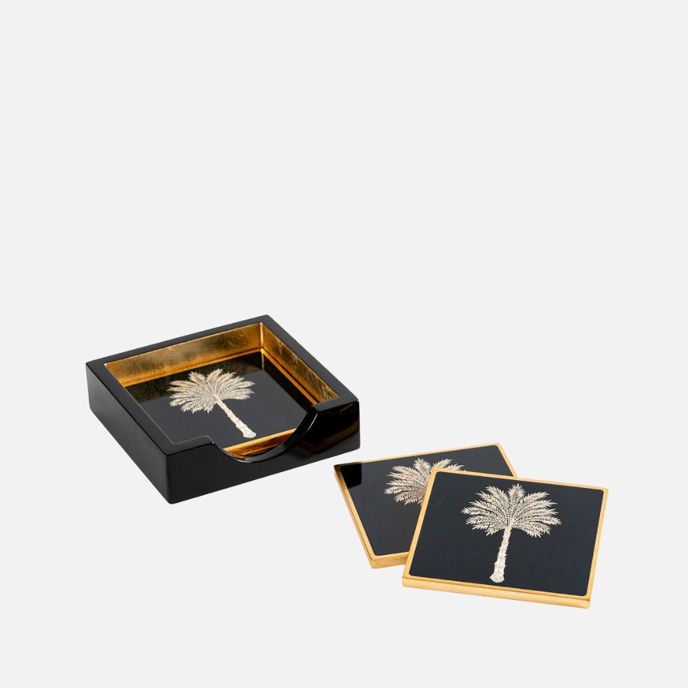 Caspari Lacquer coaster set-Black Gr