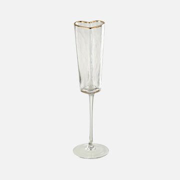 Heart Champagne Glasses – Gold & Transparent