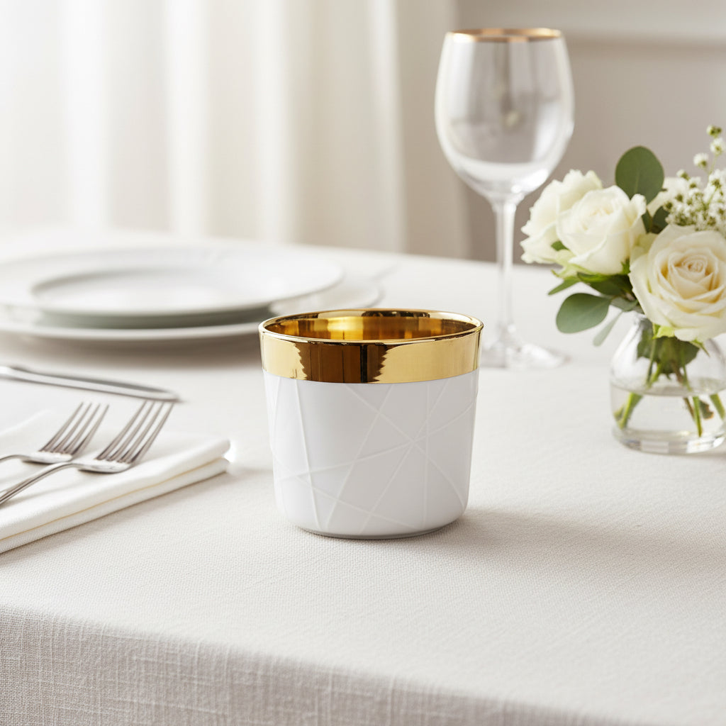 Champagne Goblet White, Rode Embossed