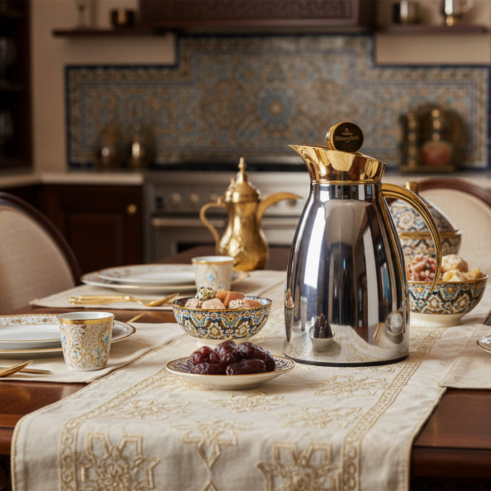 Chic Vacuum Jug, Chrome with 24K Gold, 1L