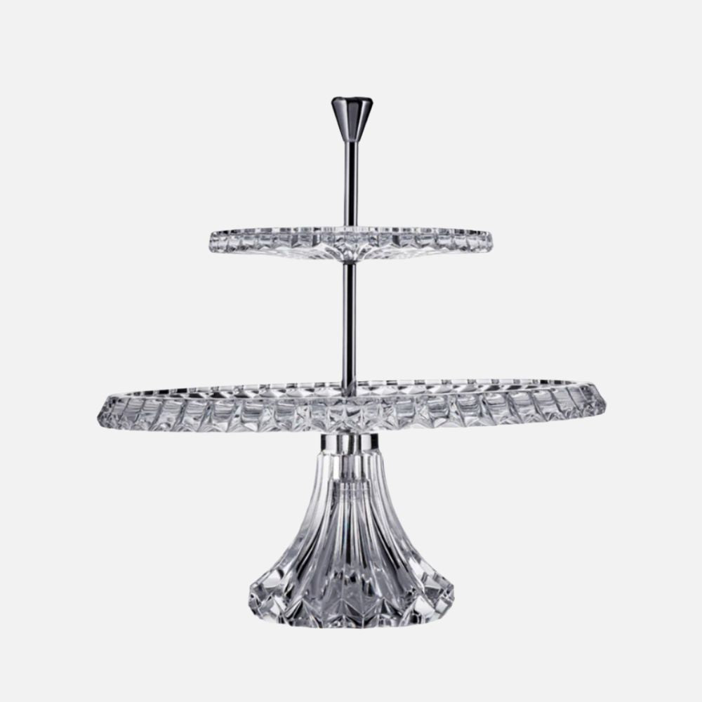 Crown Jewel 2-Tier Crystal Etagere Stand – Clear