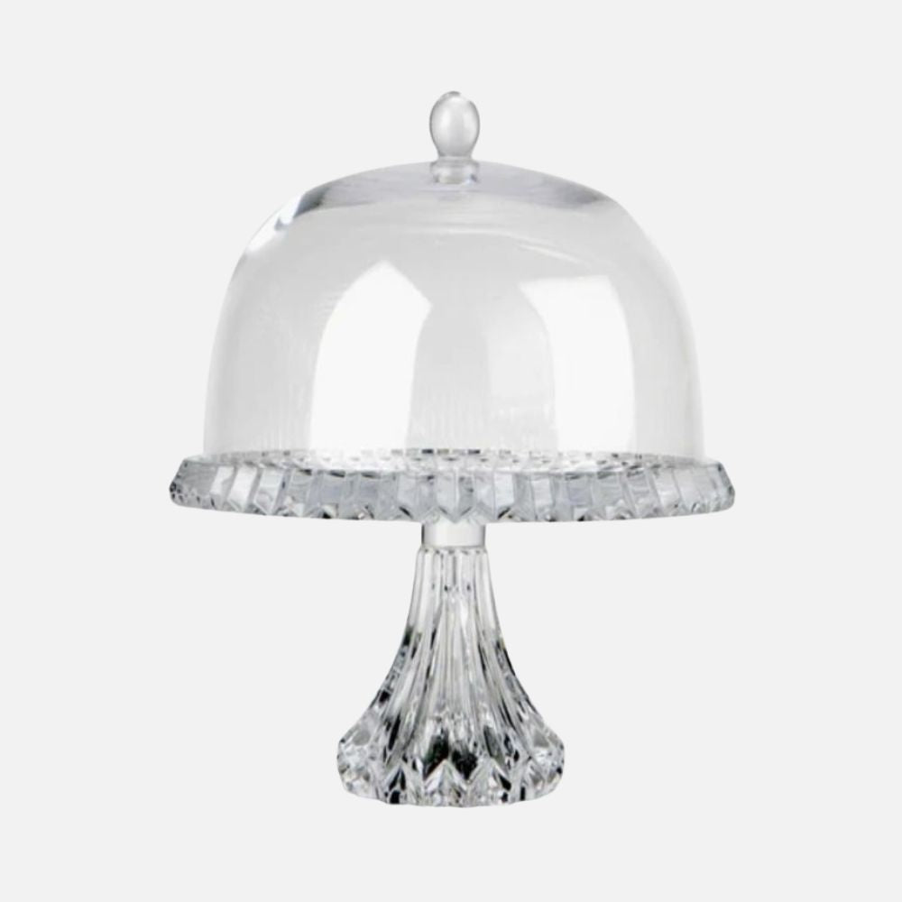 Crown Jewel Crystal Footed Platter with Dome 33cm – Clear