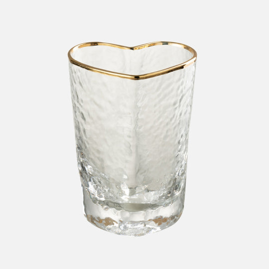 Heart Drinking Glass – Gold & Transparent