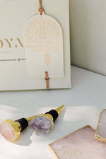 4 Rose Quartz Coasters & 2 Bottle Toppers