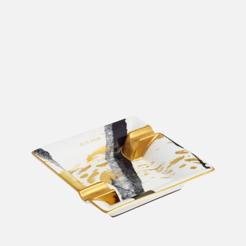 Golden Sumi-e Square Ashtray – 16cm