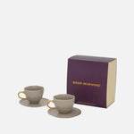 Good Morning Cappuccino & Tea Cup with Plate Set of 4 – Gray Morn