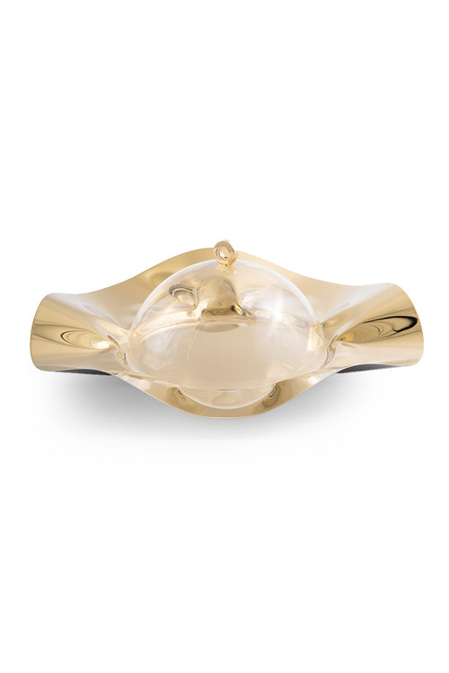 Flower Plate with Dome, 38cm, Gold