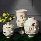 مزهرية جالا دائرية مطلية بالذهب - قطعة فنية من البورسلين الذهبي