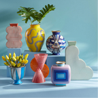 مزهرية عين الصيدلي - مزهرية فنية زخرفية من البورسلين باللونين الأزرق والذهبي